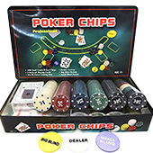 Фотография Набор для покера на 300 фишек с номиналом (жестяная коробка) [=city]