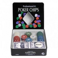 Фотография Набор для покера Poker Chips на 100 фишек без номинала (металл. коробка) [=city]